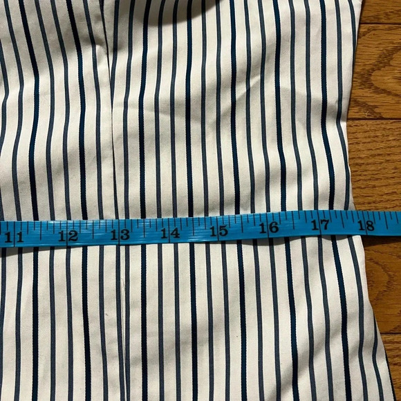 [US10]Banana Republic Blue/Gray Stripes WMN White Non Iron Tailored Dress Shirt - Picture 6 of 9